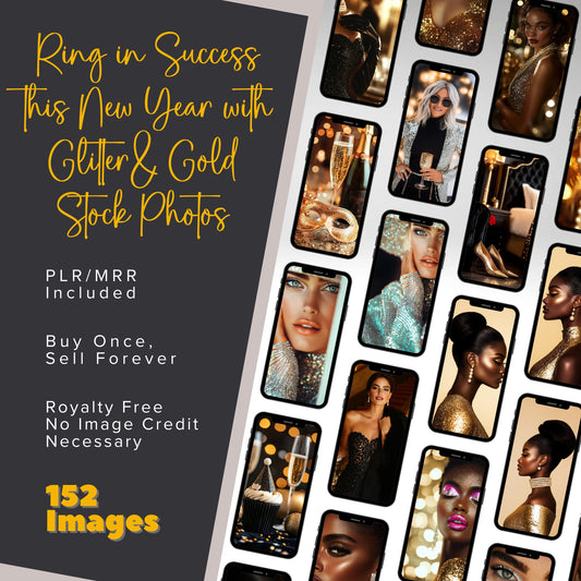 Ring in Success This New Year: Glitter and Gold Stock Photos